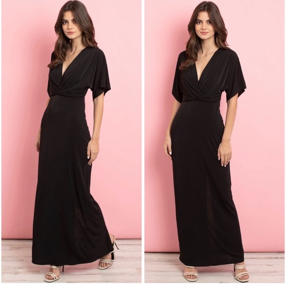 Dresses & Skirts - Black maxi dress with kimono sleeves